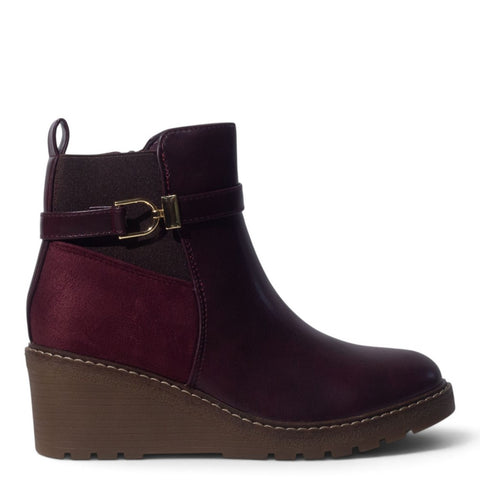 European Union Women Maroon Leather Half Boot #5522