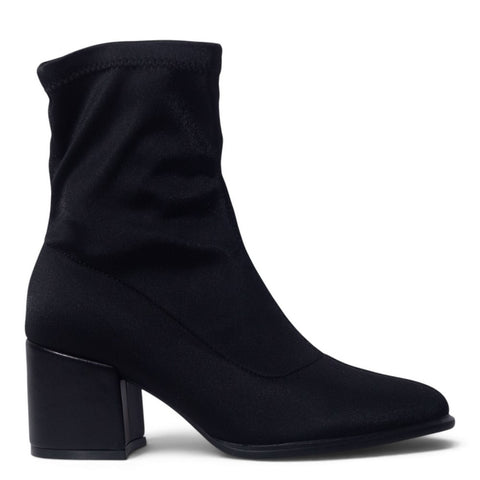 European Union Women Black Satin Half Boot #5523