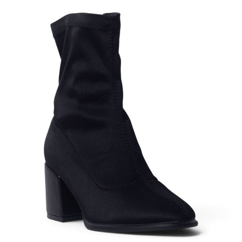 European Union Women Black Satin Half Boot #5523