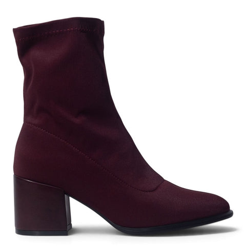 European Union Women Maroon Satin Half Boot #5524