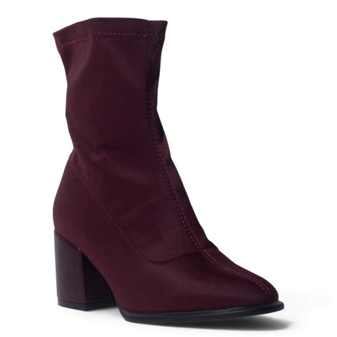 European Union Women Maroon Satin Half Boot #5524