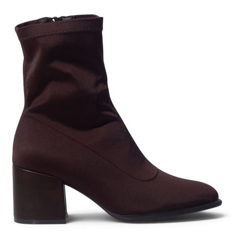 European Union Women Brown Satin Half Boot #5525