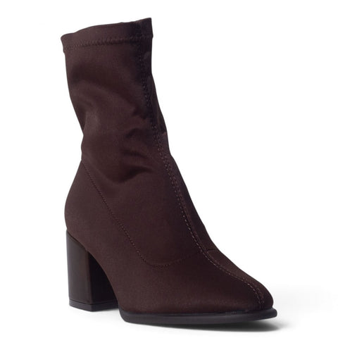 European Union Women Brown Satin Half Boot #5525