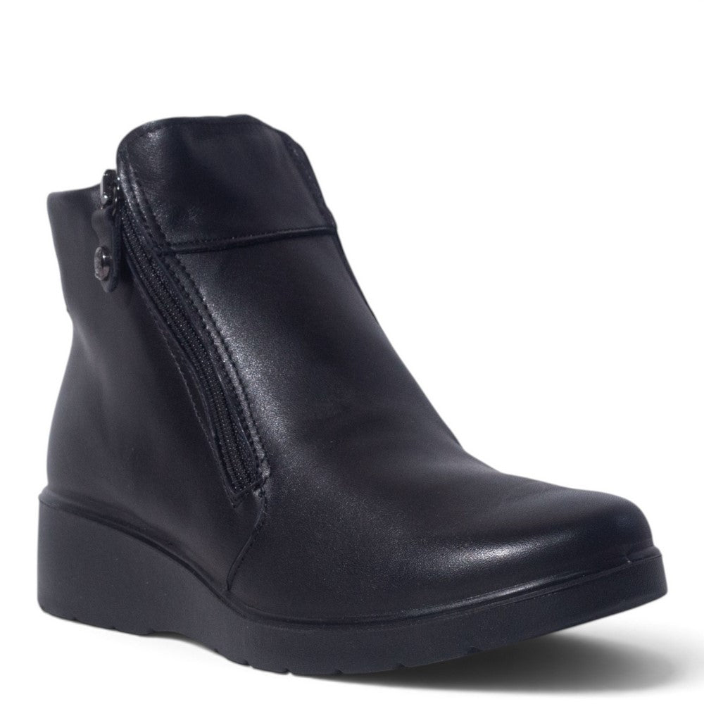 Italian Women Black Leather Half Boot #5531
