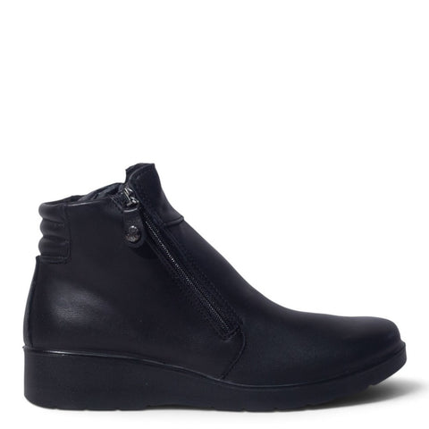 Italian Women Black Leather Half Boot #5531