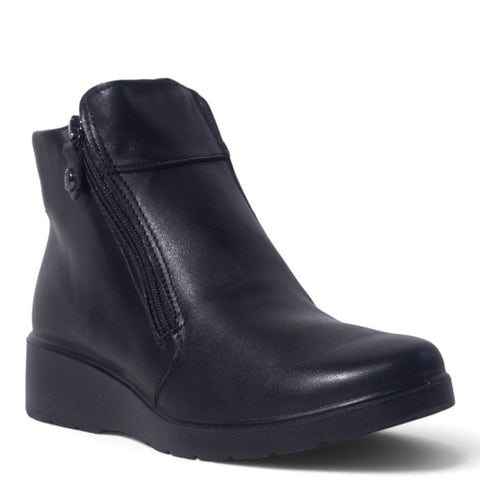 Italian Women Black Leather Half Boot #5531