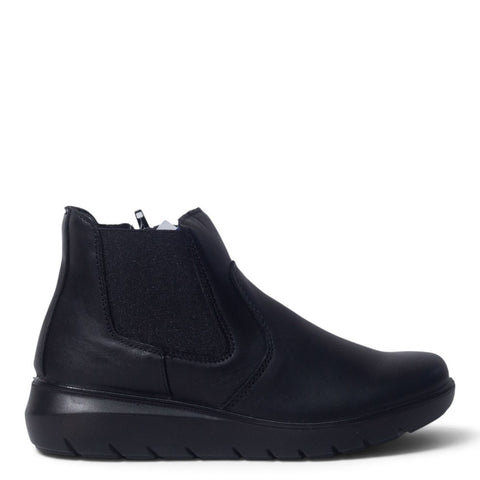 Italian Women Black Leather Half Boot #5533