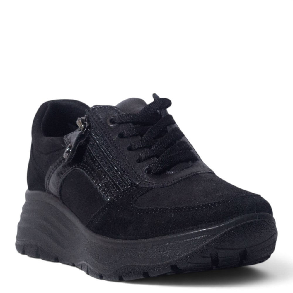 Italian Women Black Chamois Shoes #5535