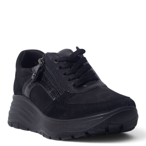 Italian Women Black Chamois Shoes #5535