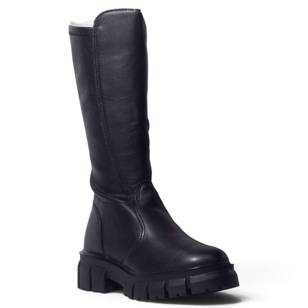 Italian Women Black Leather Boot #5542