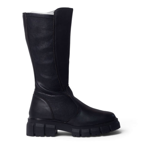 Italian Women Black Leather Boot #5542