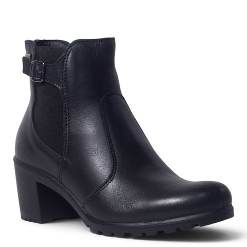 Italian Women Black Leather Half Boot #5545