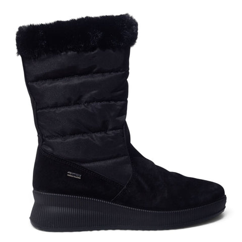 Italian Women Black Chamois Half Boot #5546