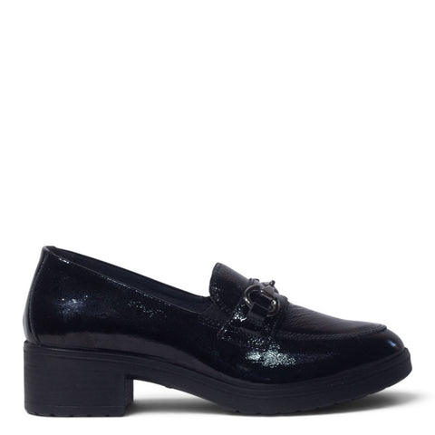 Italian Women Black Vernis Leather Shoes #5550