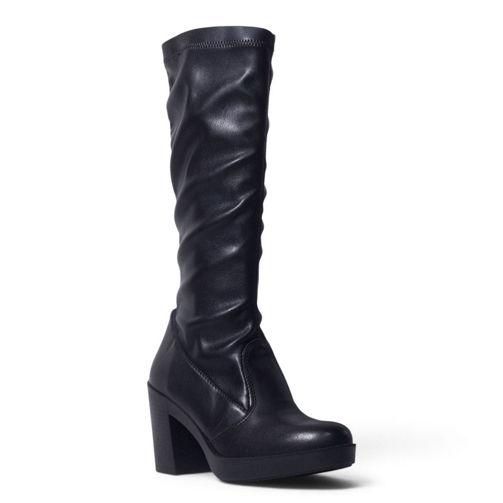 Italian Women Black Leather Boot #5552