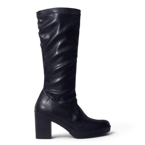 Italian Women Black Leather Boot #5552