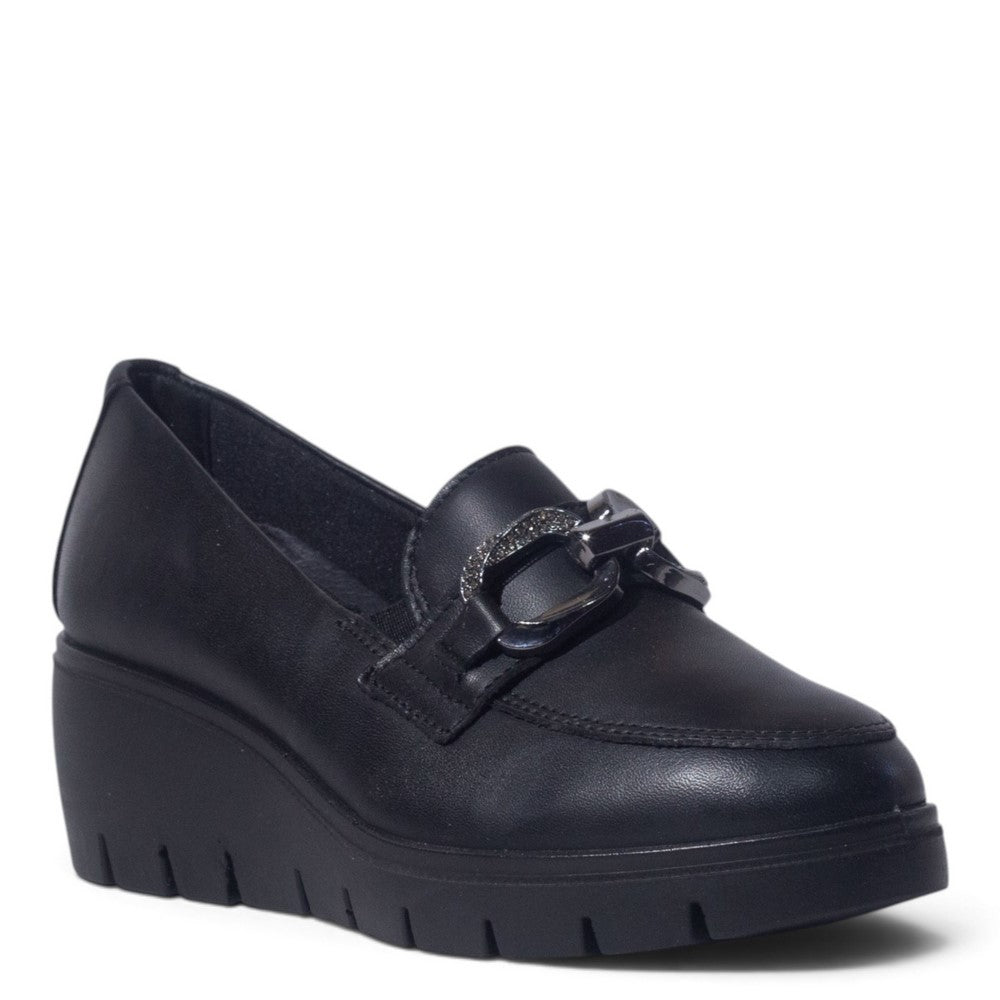 Italian Women Black Leather Shoes #5553
