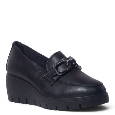 Italian Women Black Leather Shoes #5553