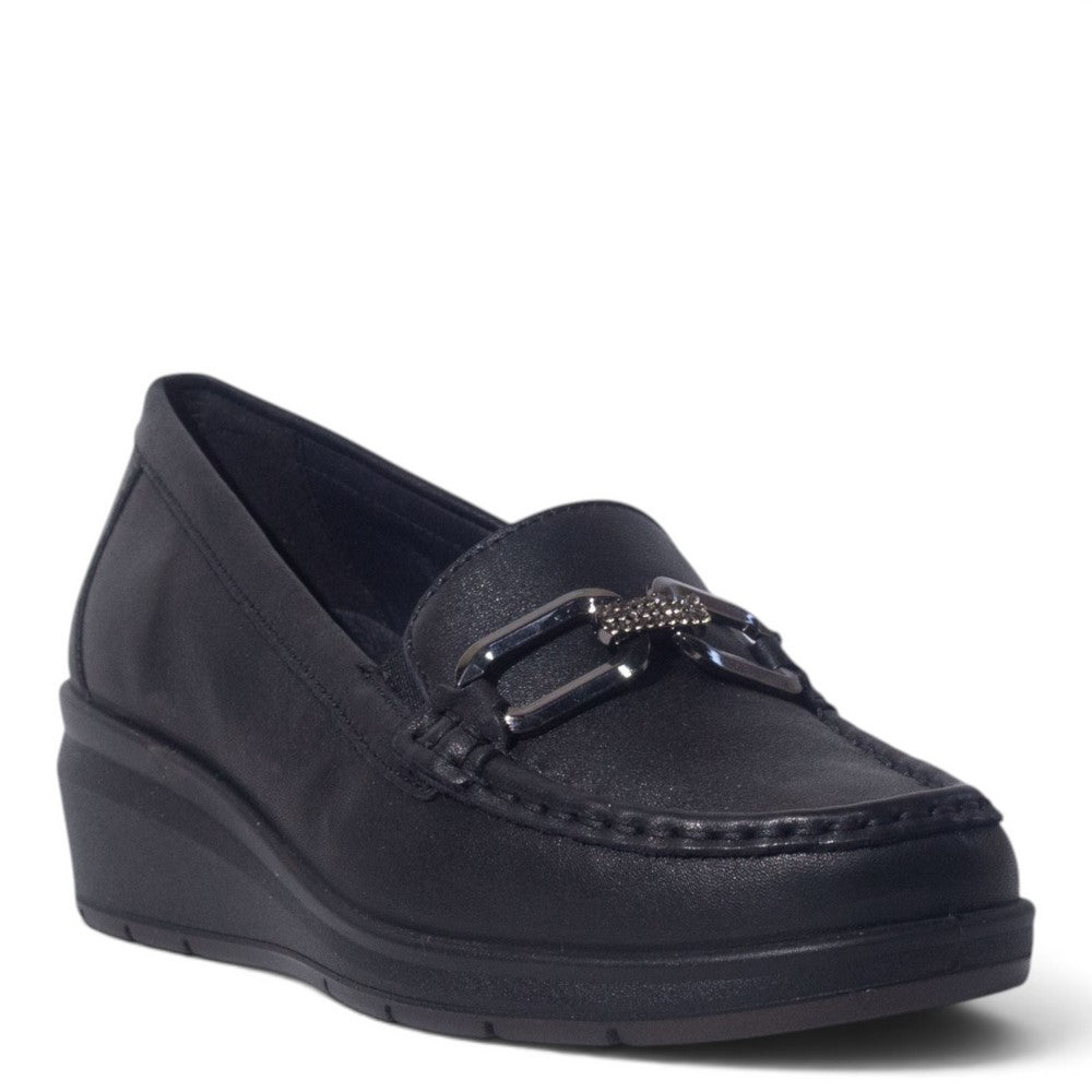 Italian Women Black Leather Shoes #5555