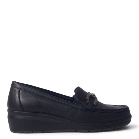 Italian Women Black Leather Shoes #5555