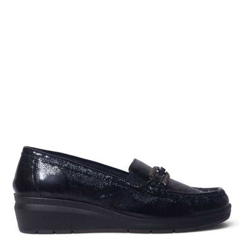 Italian Women Black Vernis Leather Shoes #5556