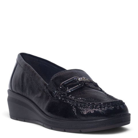 Italian Women Black Vernis Leather Shoes #5556