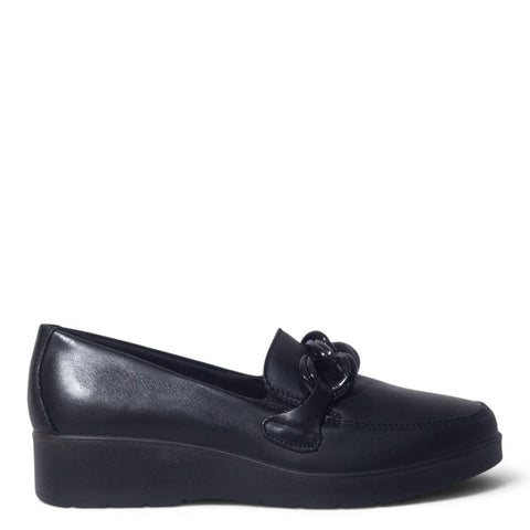 Italian Women Black Leather Shoes #5558