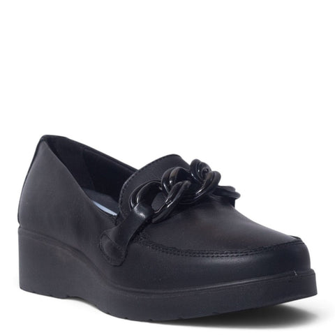Italian Women Black Leather Shoes #5558