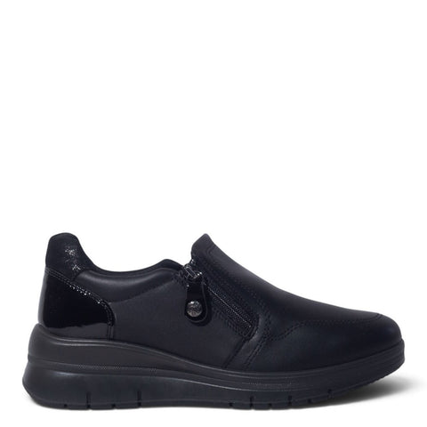 Italian Women Black Leather Shoes #5559