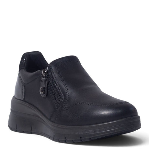 Italian Women Black Leather Shoes #5559