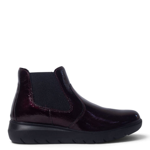 Italian Women Maroon Vernis Leather Half Boot #5561