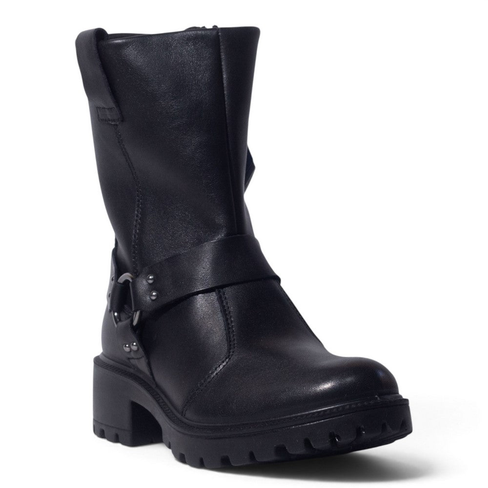 Italian Women Black Leather Half Boot #5563