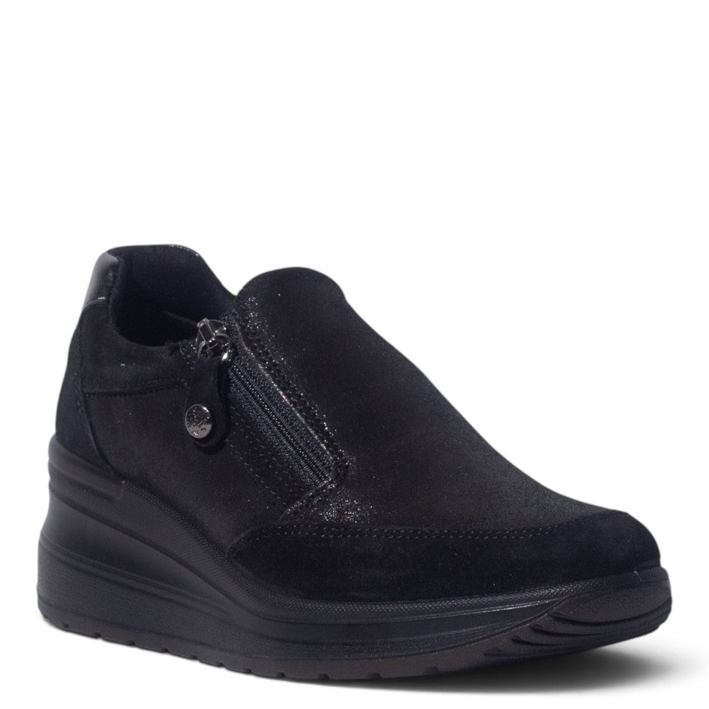 Italian Women Black Chamois Shoes #5564