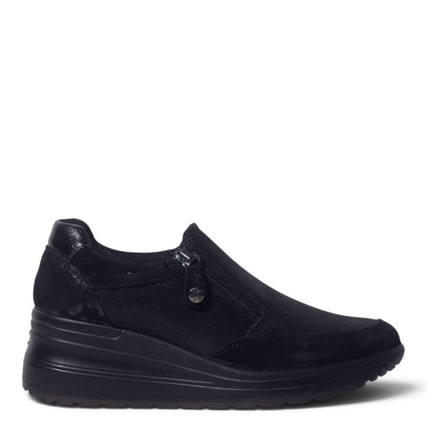 Italian Women Black Chamois Shoes #5564