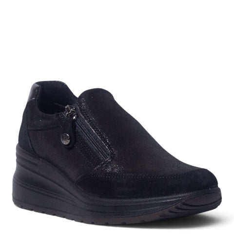 Italian Women Black Chamois Shoes #5564