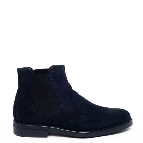 Italian Men Dark Blue Chamois Half Boot #3364