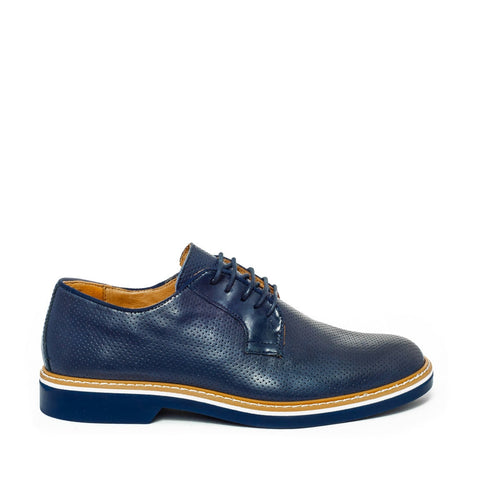 Italian Men Navy Leather Shoes #3492