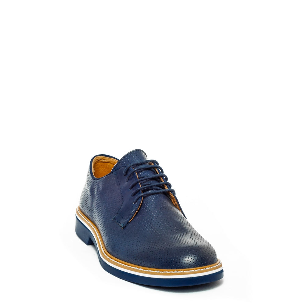 Italian Men Navy Leather Shoes #3492