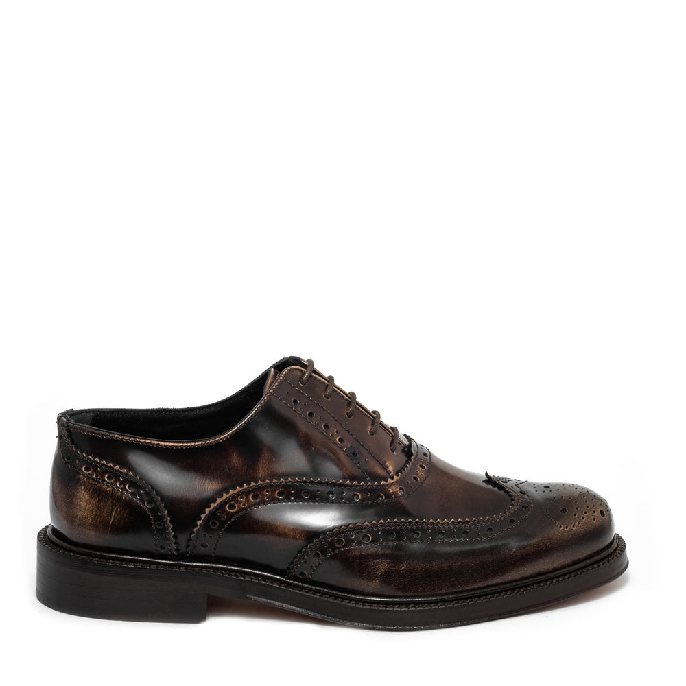 Italian Men Brown Vernis Leather Shoes #3547