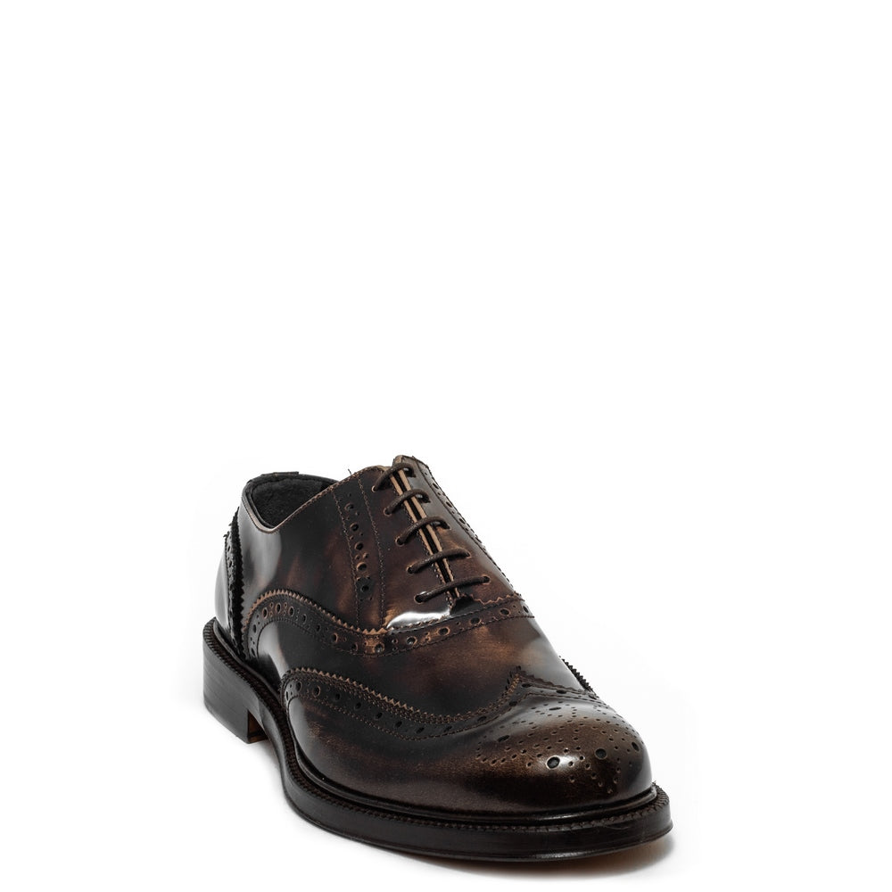 Italian Men Brown Vernis Leather Shoes #3547