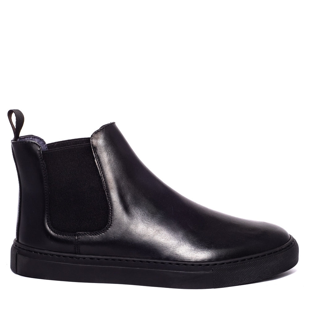 Italian Men Black Leather Half Boot #3591