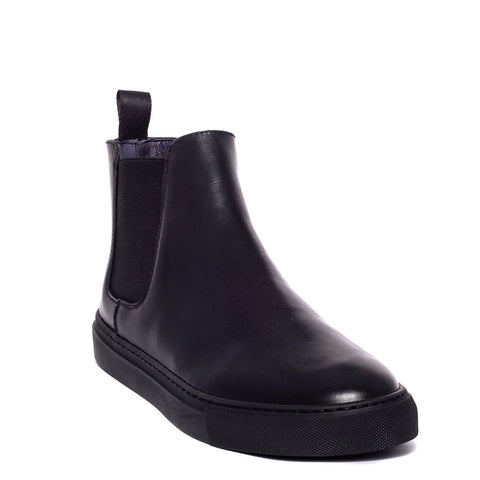 Italian Men Black Leather Half Boot #3591