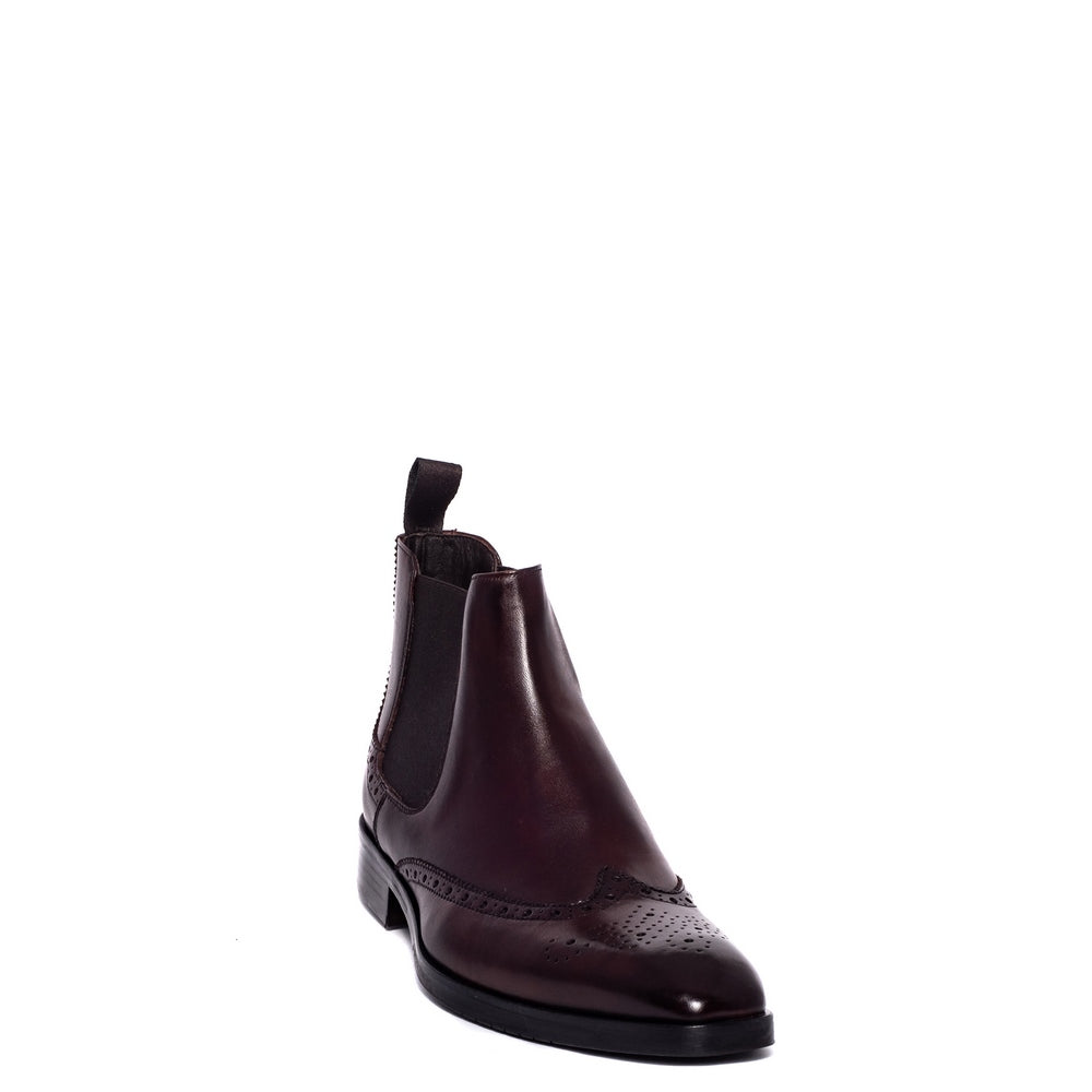 Italian Men Brown Leather Half Boot #3629