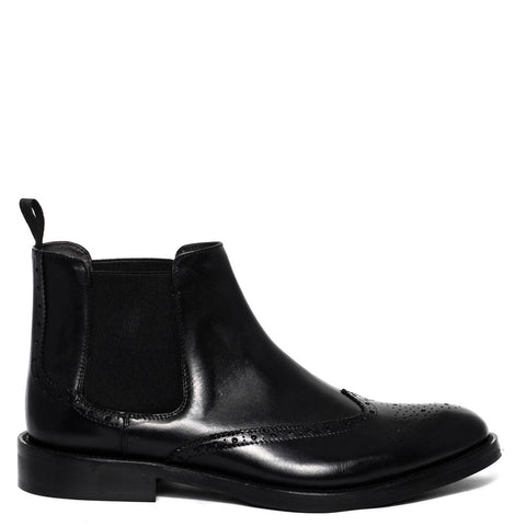 Italian Men Black Leather Half Boot #3631