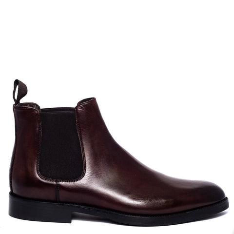 Italian Men Brown Leather Half Boot #3650