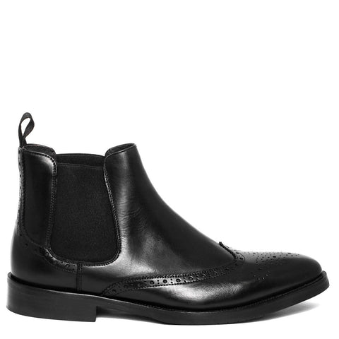 Italian Men Black Leather Half Boot #3663