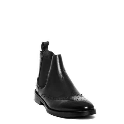 Italian Men Black Leather Half Boot #3663