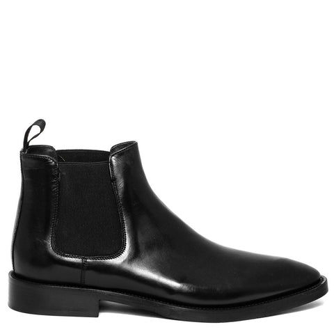 Italian Men Black Leather Half Boot #3671