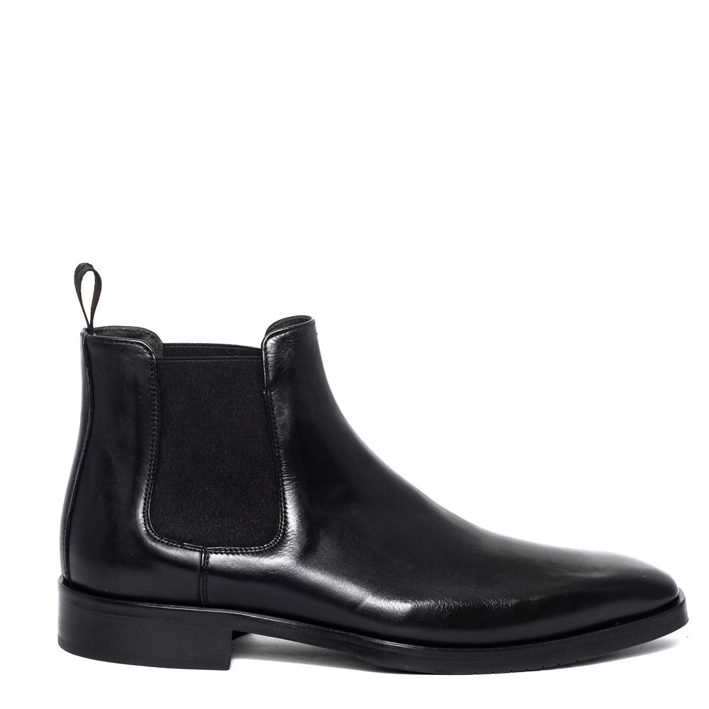 Italian Men Black Leather Half Boot #3678