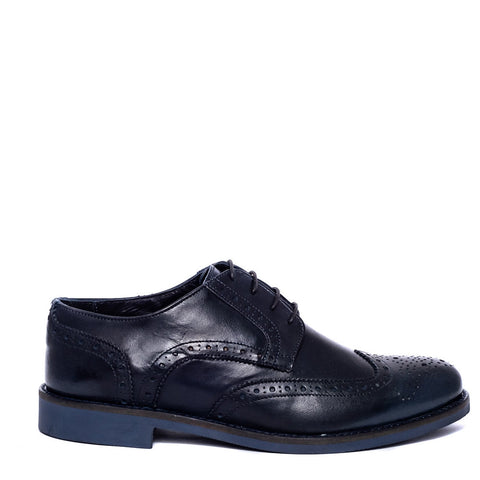 Italian Men Navy Leather Shoes #3682